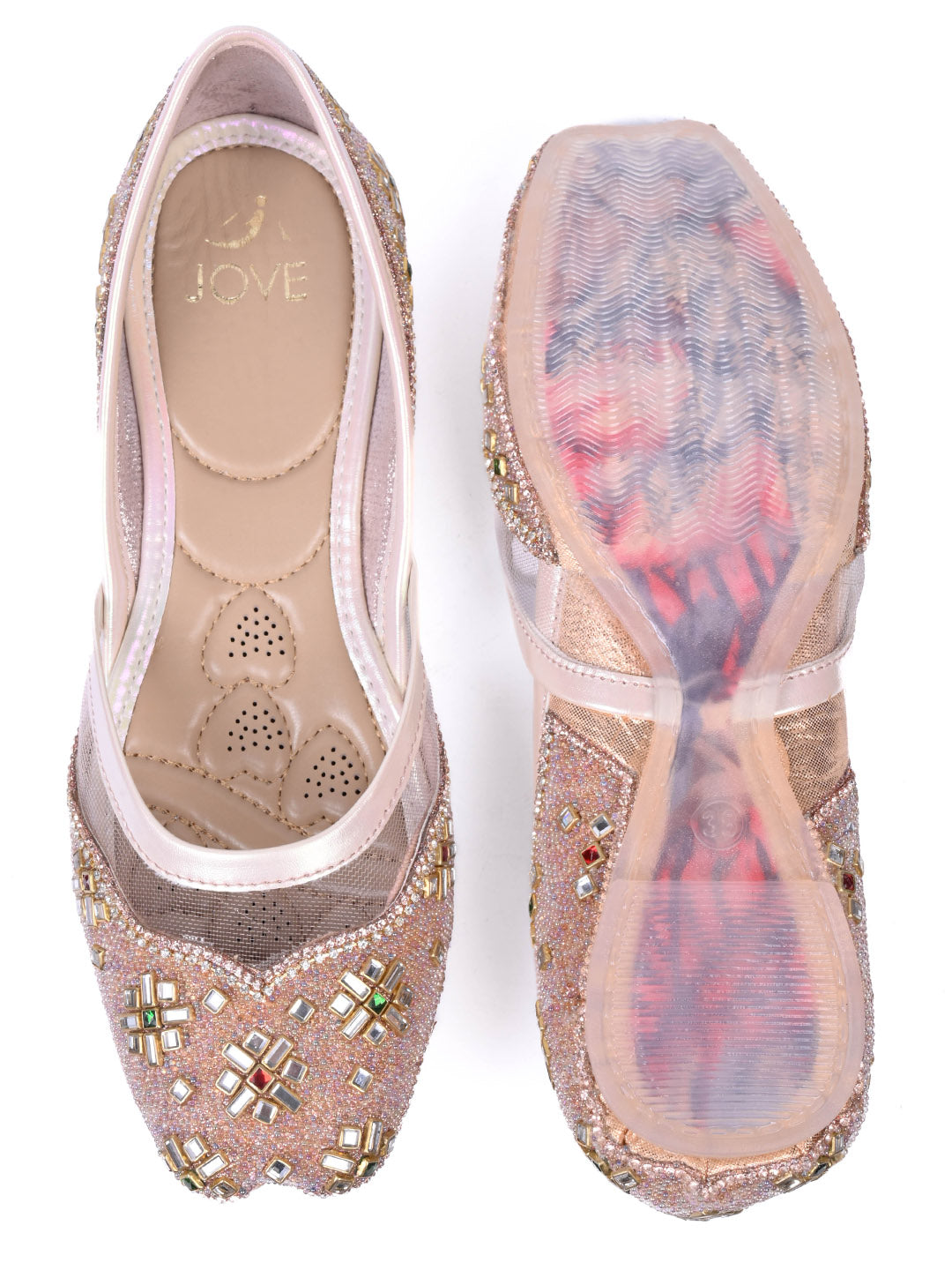 Women, Women Footwear, Rose Gold Mojaris