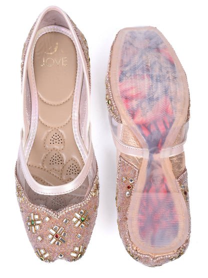 Women, Women Footwear, Rose Gold Mojaris