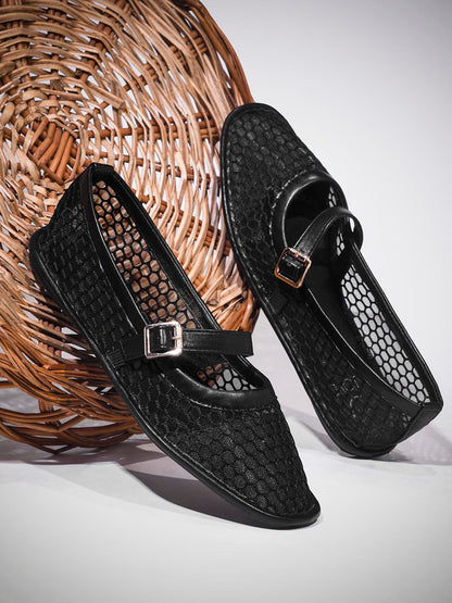 Women, Women Footwear, Black Ballerinas