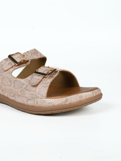 Women Light pink Animal Print Sandals