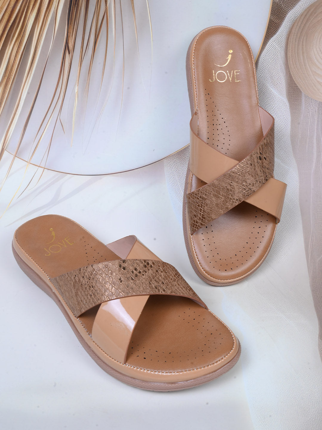 Women, Women Footwear, Khaki Open Toe Flats