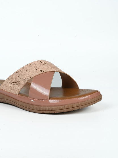 Women Pink Animal Print Open Toe flats