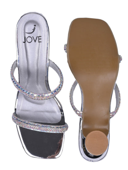 Women, Women Footwear, Silver Sandals
