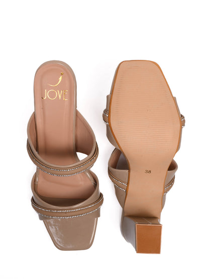 Women, Women Footwear, Khaki Sandals