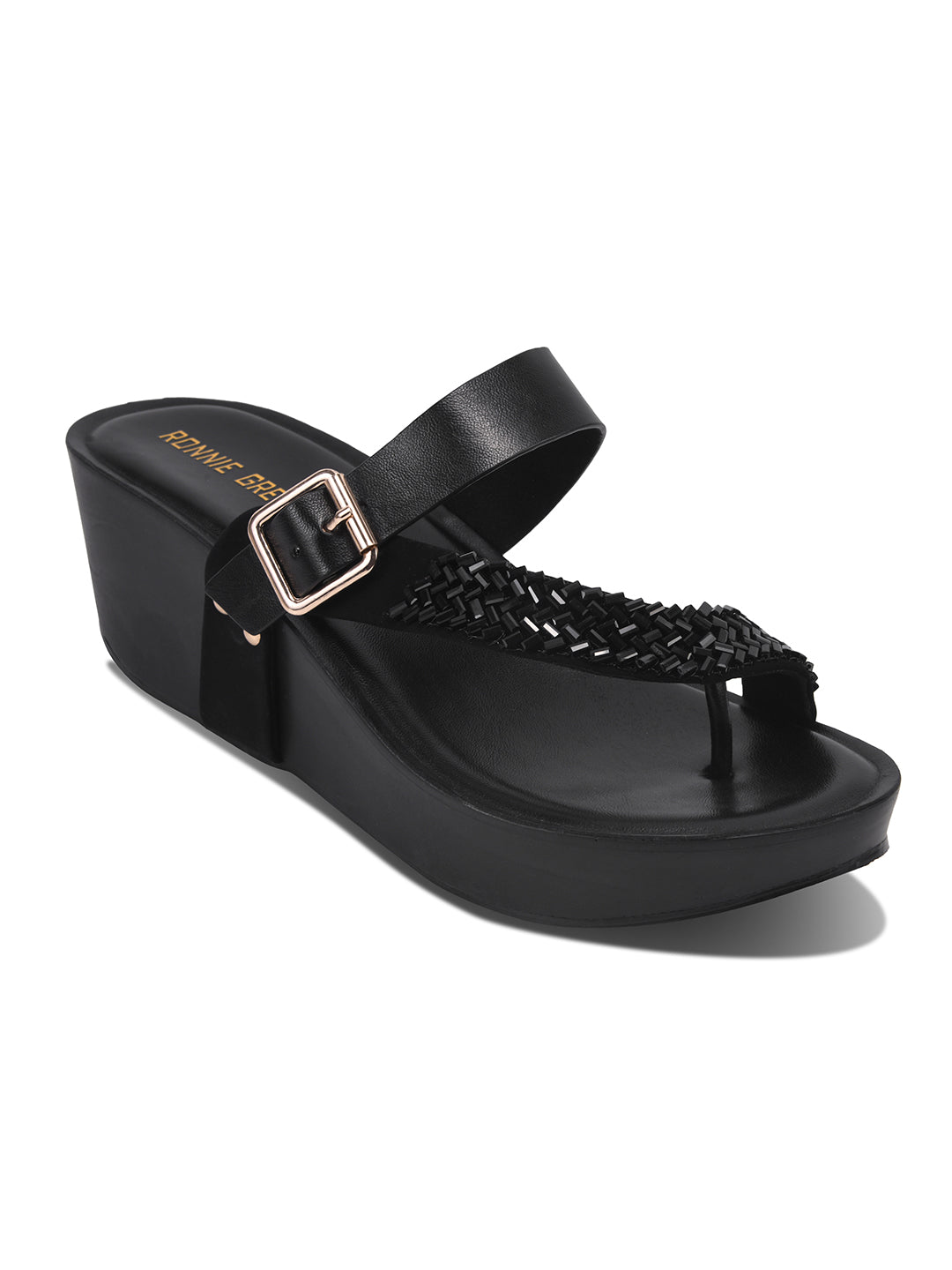 Women, Women Footwear, Black Wedges