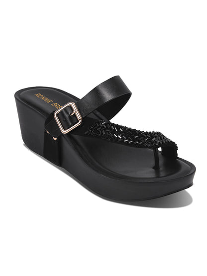 Women, Women Footwear, Black Wedges