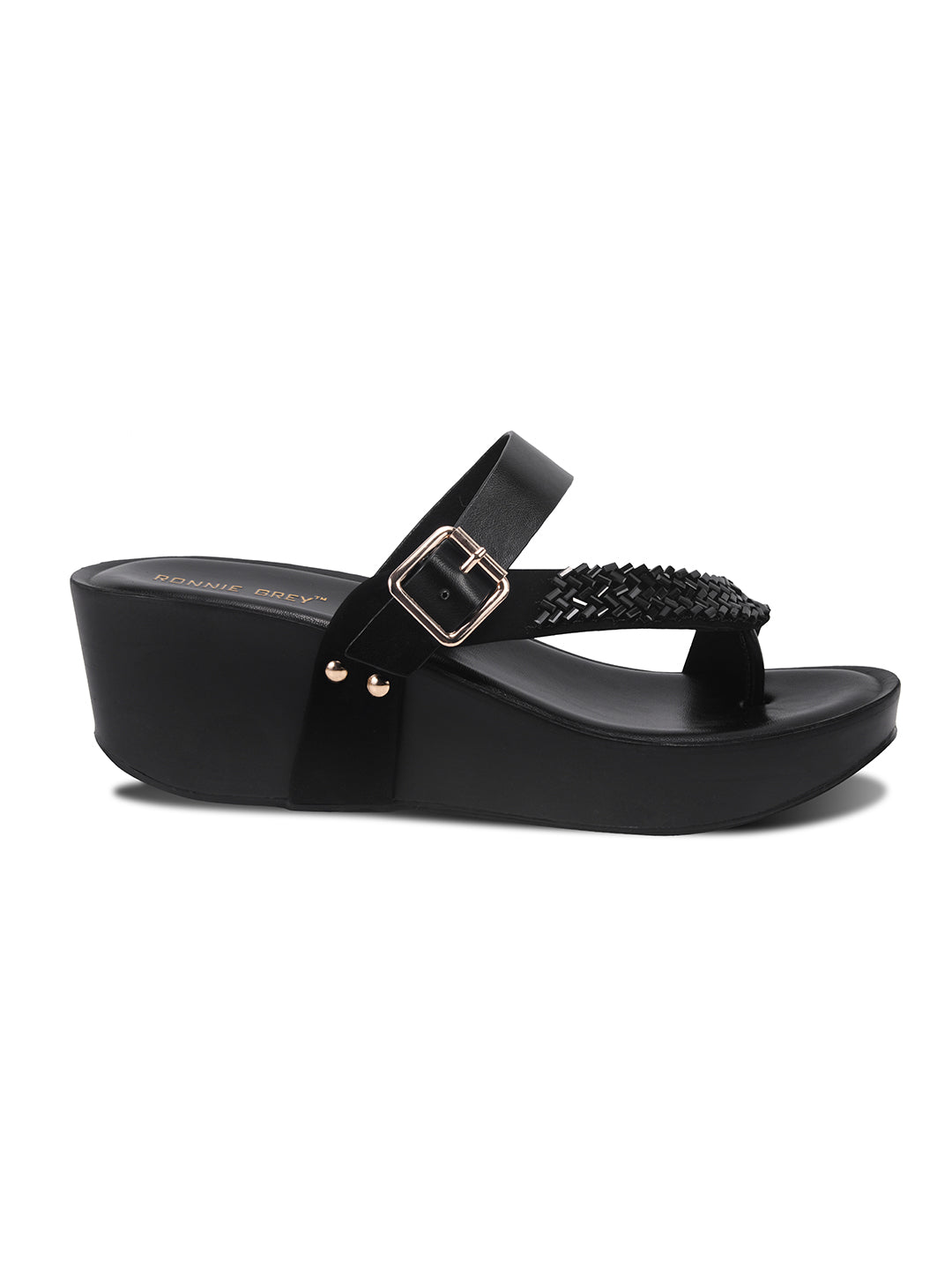 Women, Women Footwear, Black Wedges