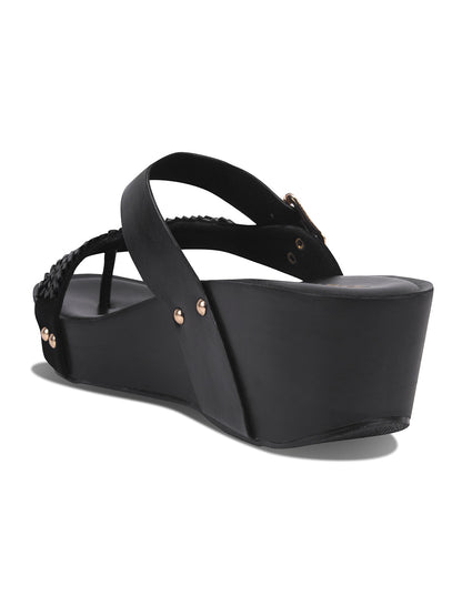 Women, Women Footwear, Black Wedges