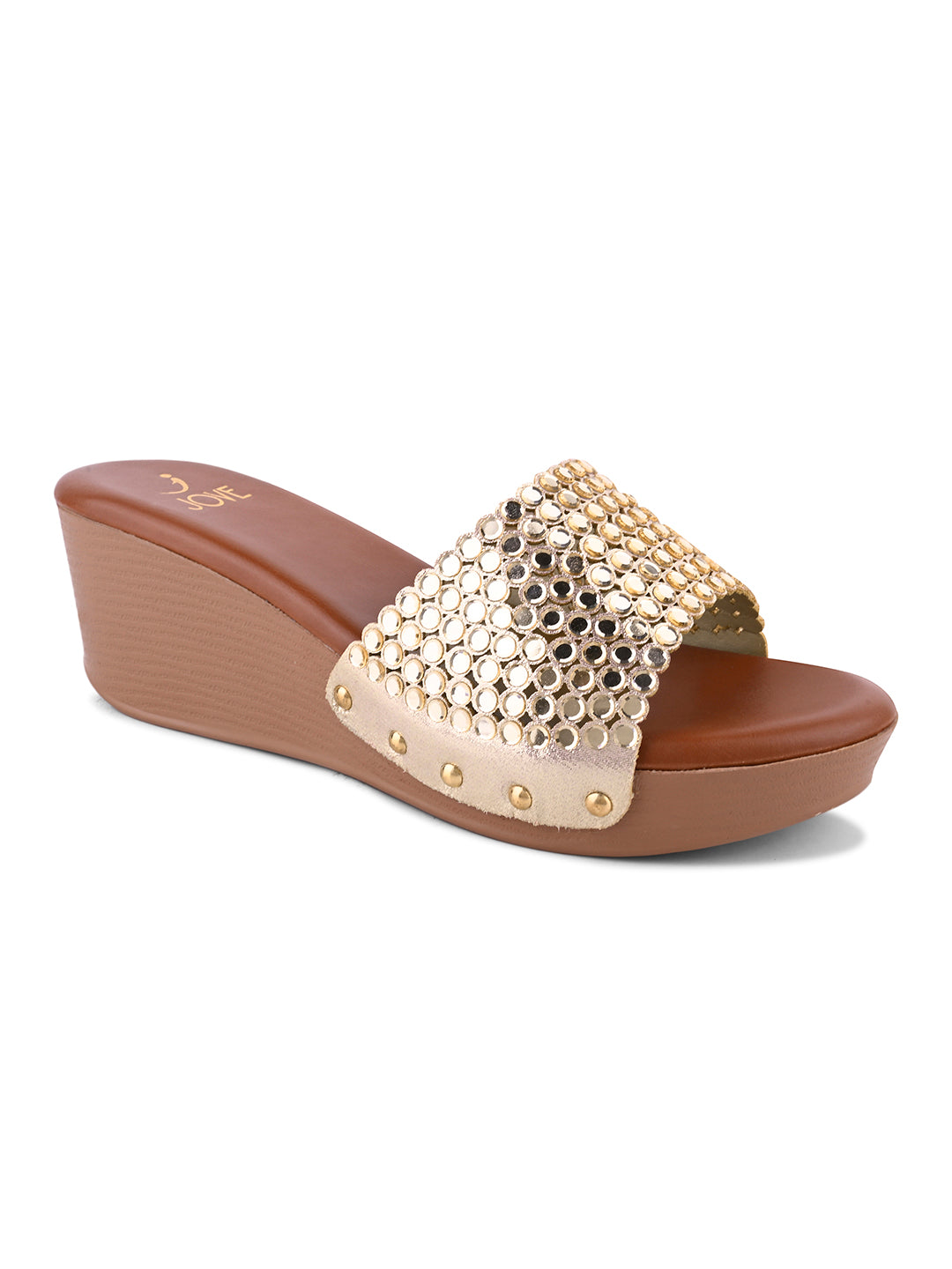 Women, Women Footwear, Gold Wedges