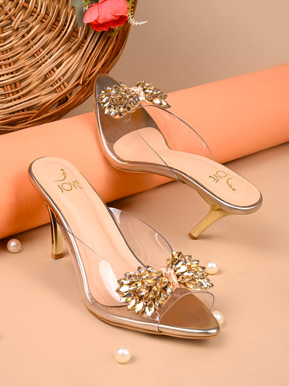 Women, Women Footwear, Gold Sandals