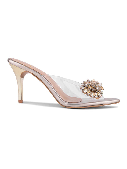 Women, Women Footwear, Gold Sandals
