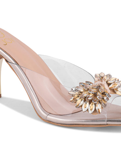 Women Gold Embellished Sandals