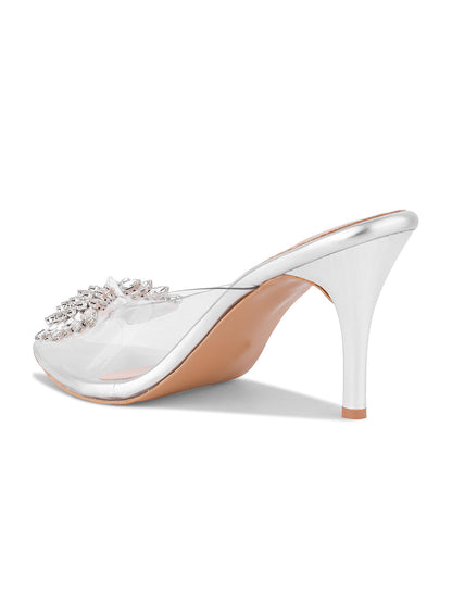 Women, Women Footwear, Silver Sandals