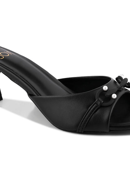 Women Black Western Embellished Sandals