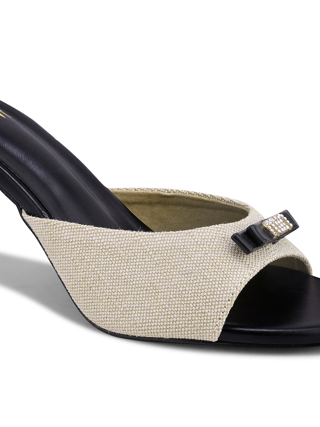 Women Black & Beige Solid Sandals