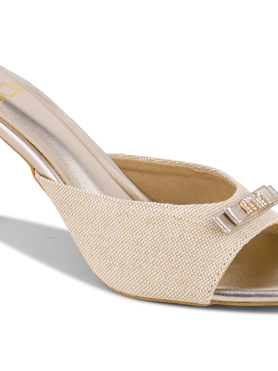Women Gold & Beige Solid Sandals