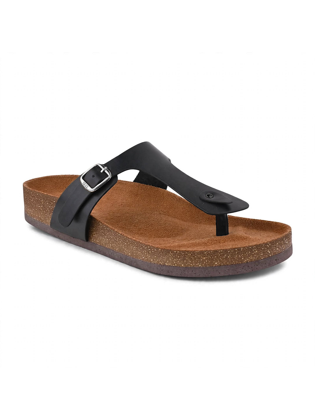 Women, Women Footwear, Black T-Strap Flats