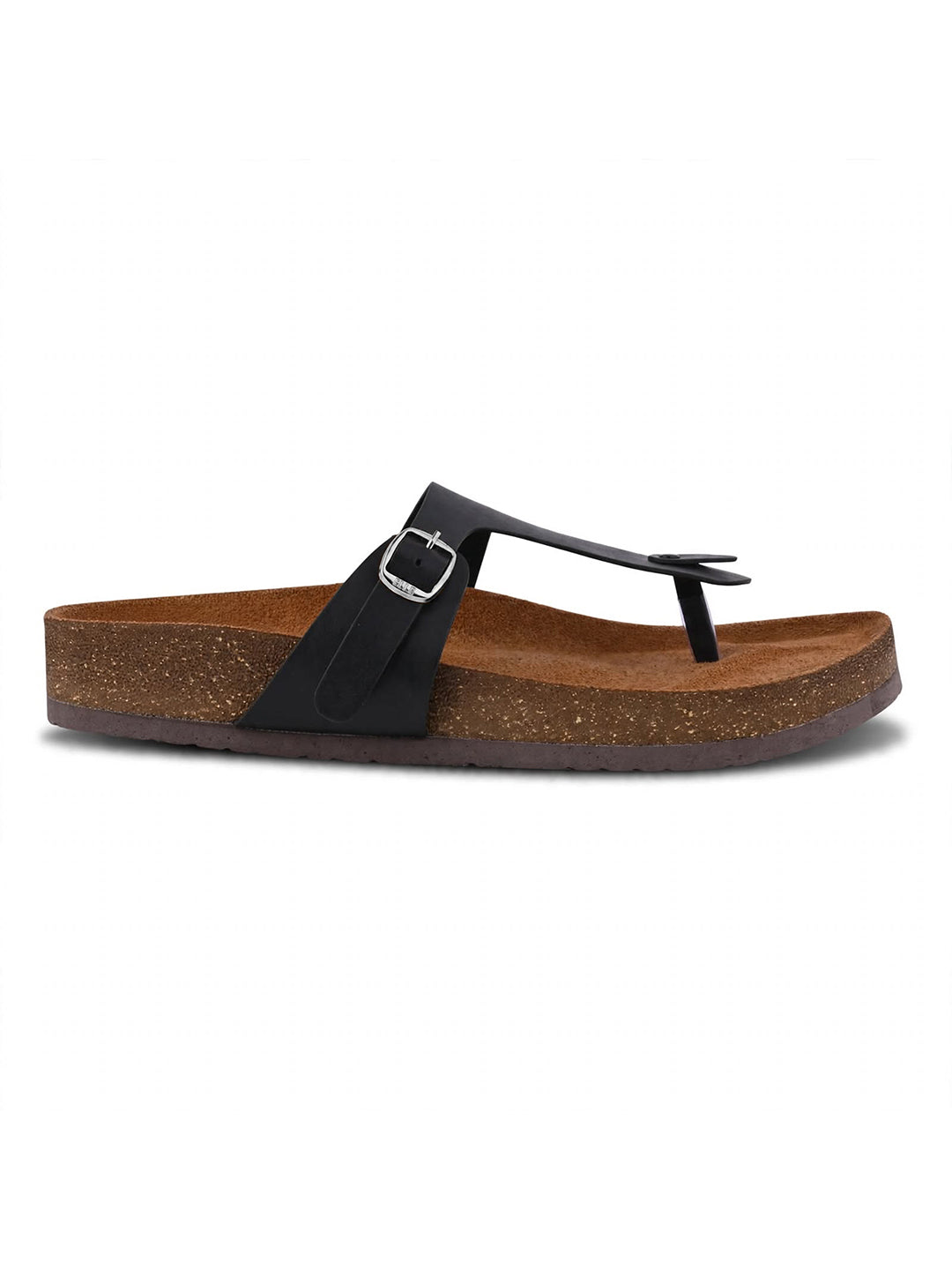 Women, Women Footwear, Black T-Strap Flats