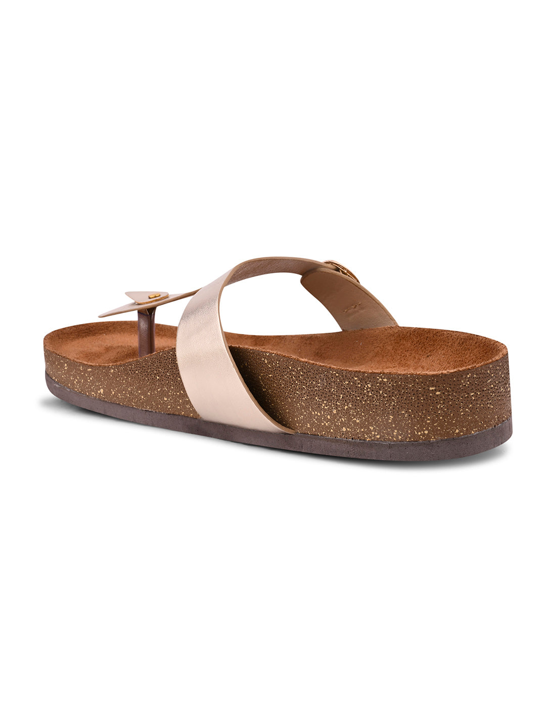 Women, Women Footwear, Gold T-Strap Flats