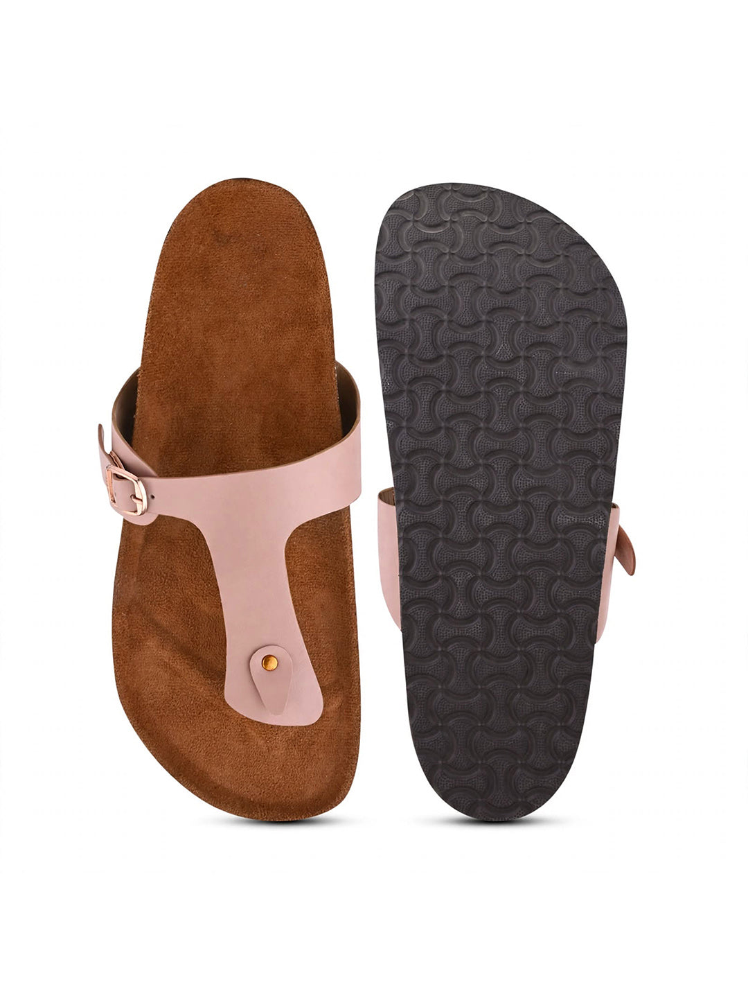 Women, Women Footwear, Beige T-Strap Flats