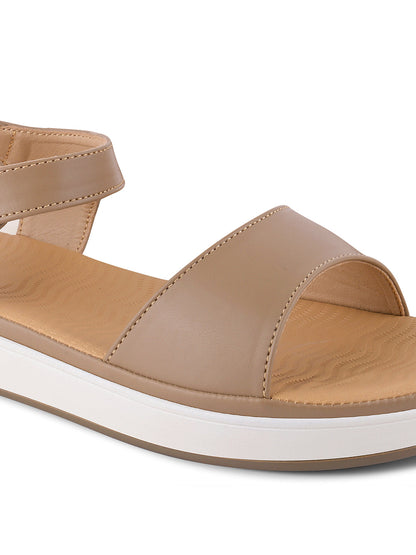 Women Beige Solid Sandals
