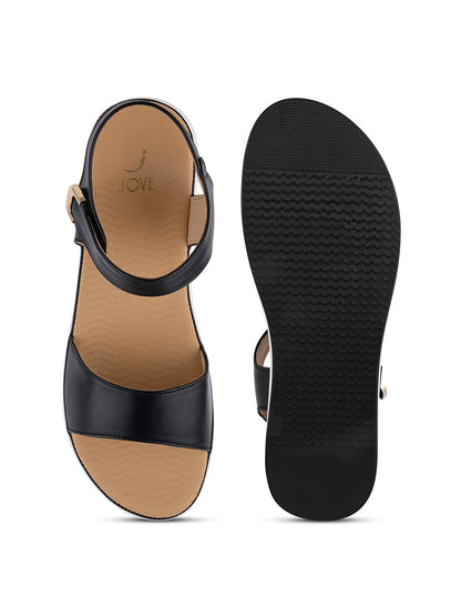 Women, Women Footwear, Black Sandals
