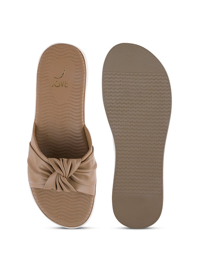 Women, Women Footwear, Beige Open Toe Flats