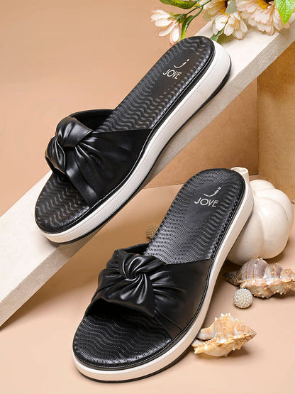Women, Women Footwear, Black Open Toe Flats