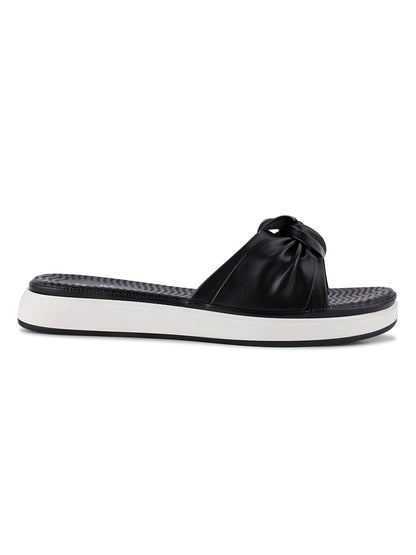 Women, Women Footwear, Black Open Toe Flats