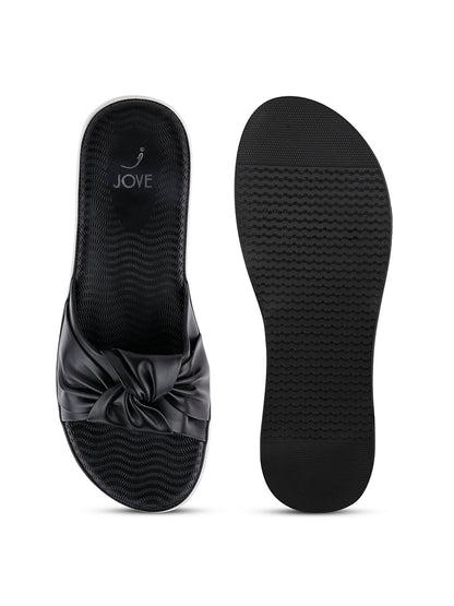 Women, Women Footwear, Black Open Toe Flats