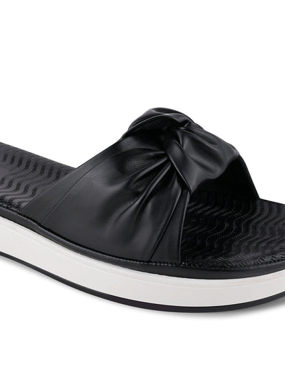 Women Black Open Toe Flats