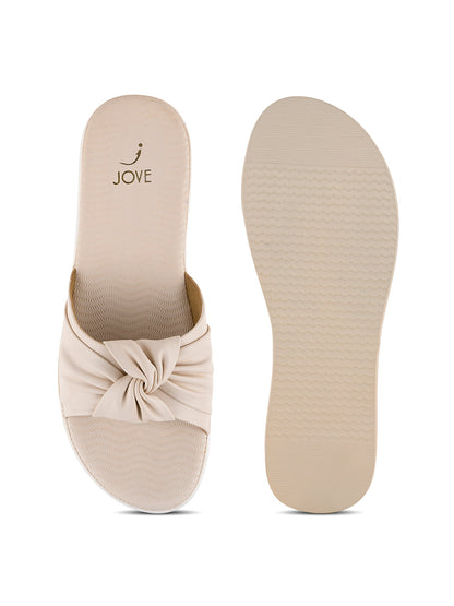 Women, Women Footwear, Cream Open Toe Flats