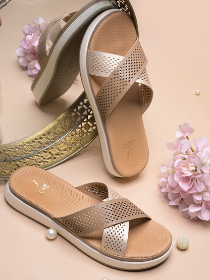 Women, Women Footwear, Beige Open Toe Flats