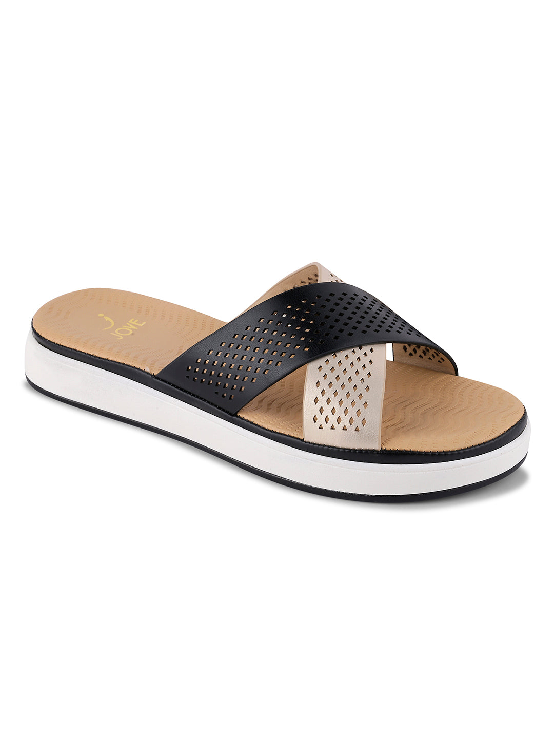 Women, Women Footwear, Black Open Toe Flats