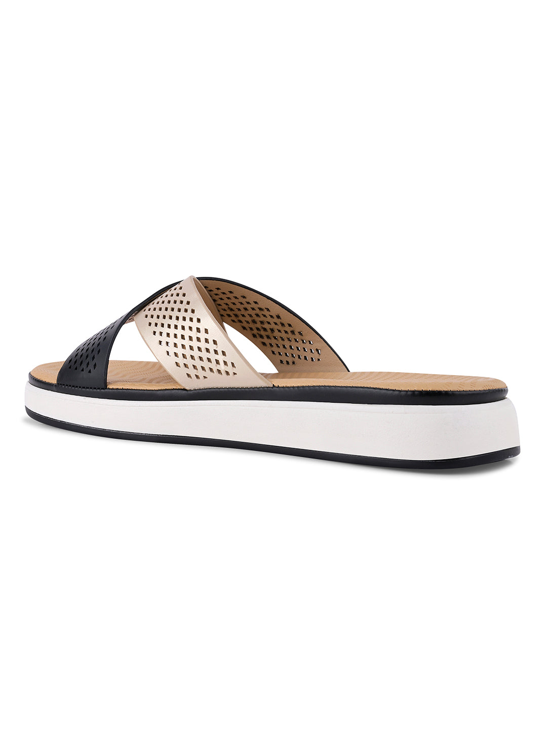 Women, Women Footwear, Black Open Toe Flats