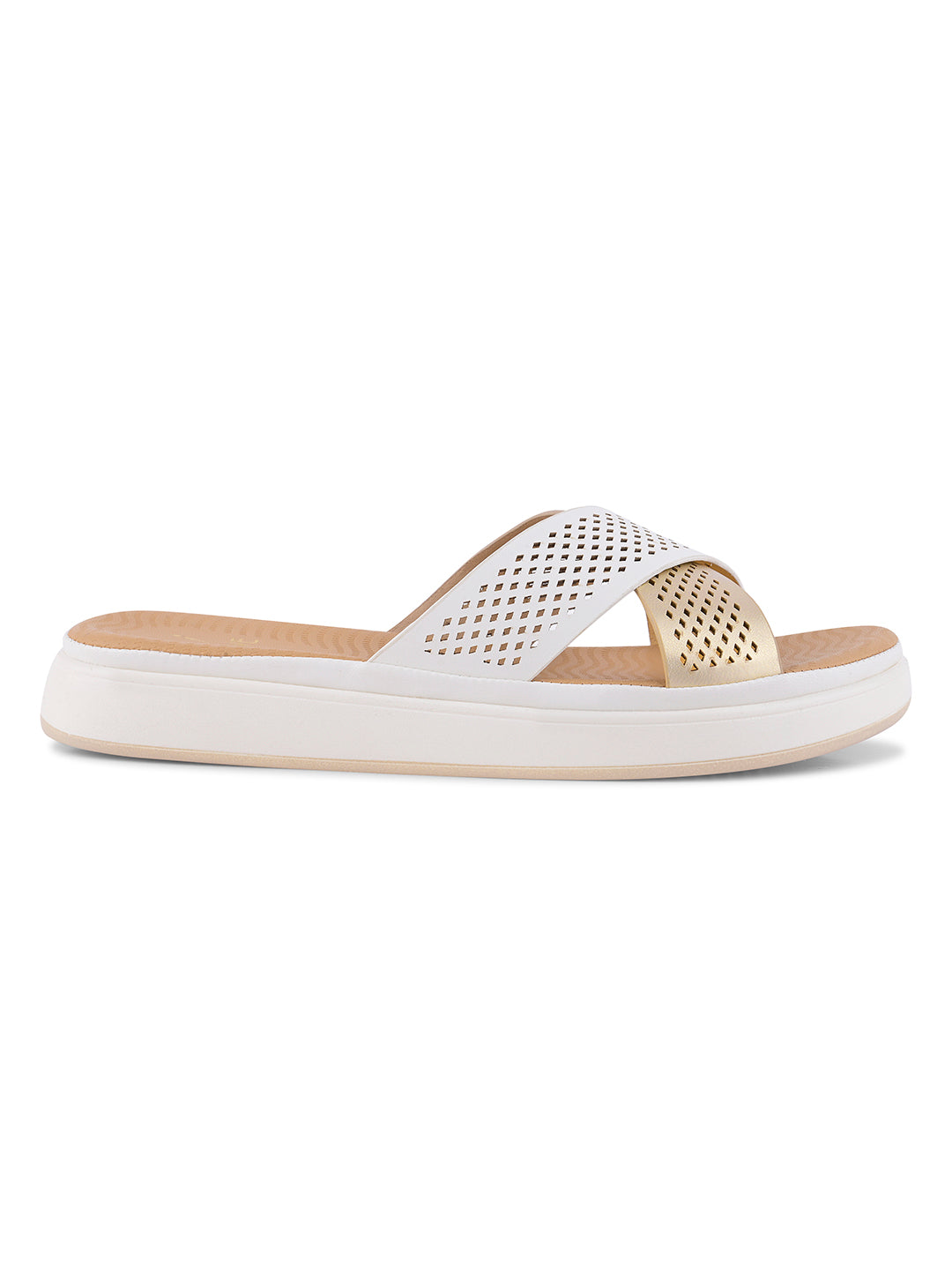 Women, Women Footwear, White Open Toe Flats