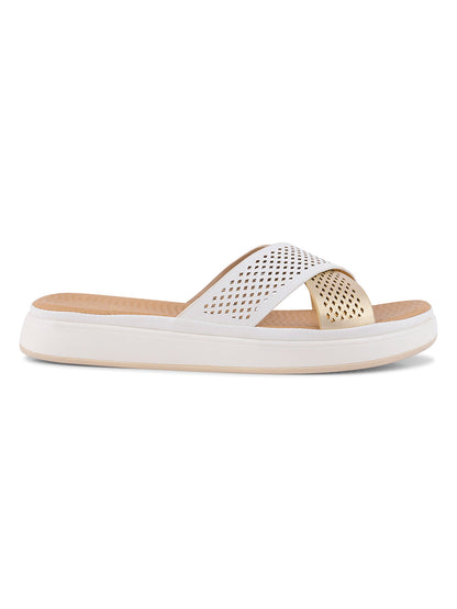 Women, Women Footwear, White Open Toe Flats