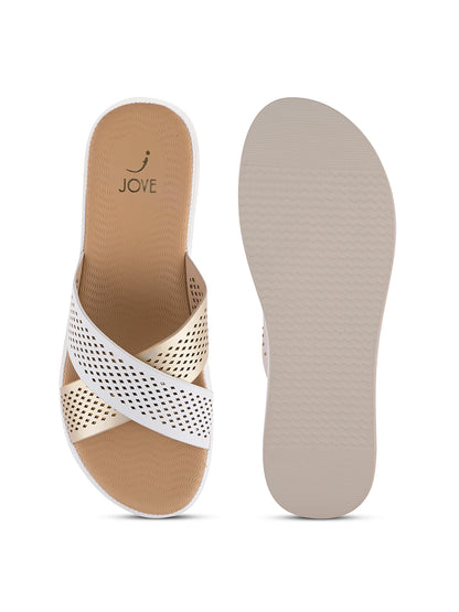 Women, Women Footwear, White Open Toe Flats