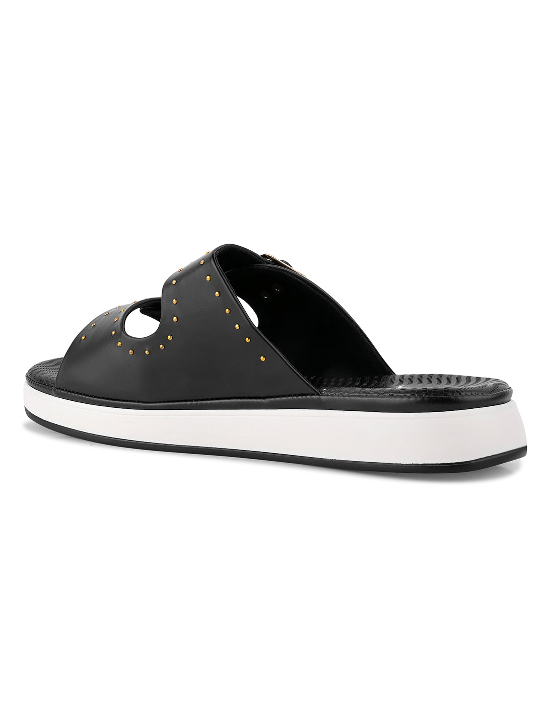 Women, Women Footwear, Black Open Toe Flats