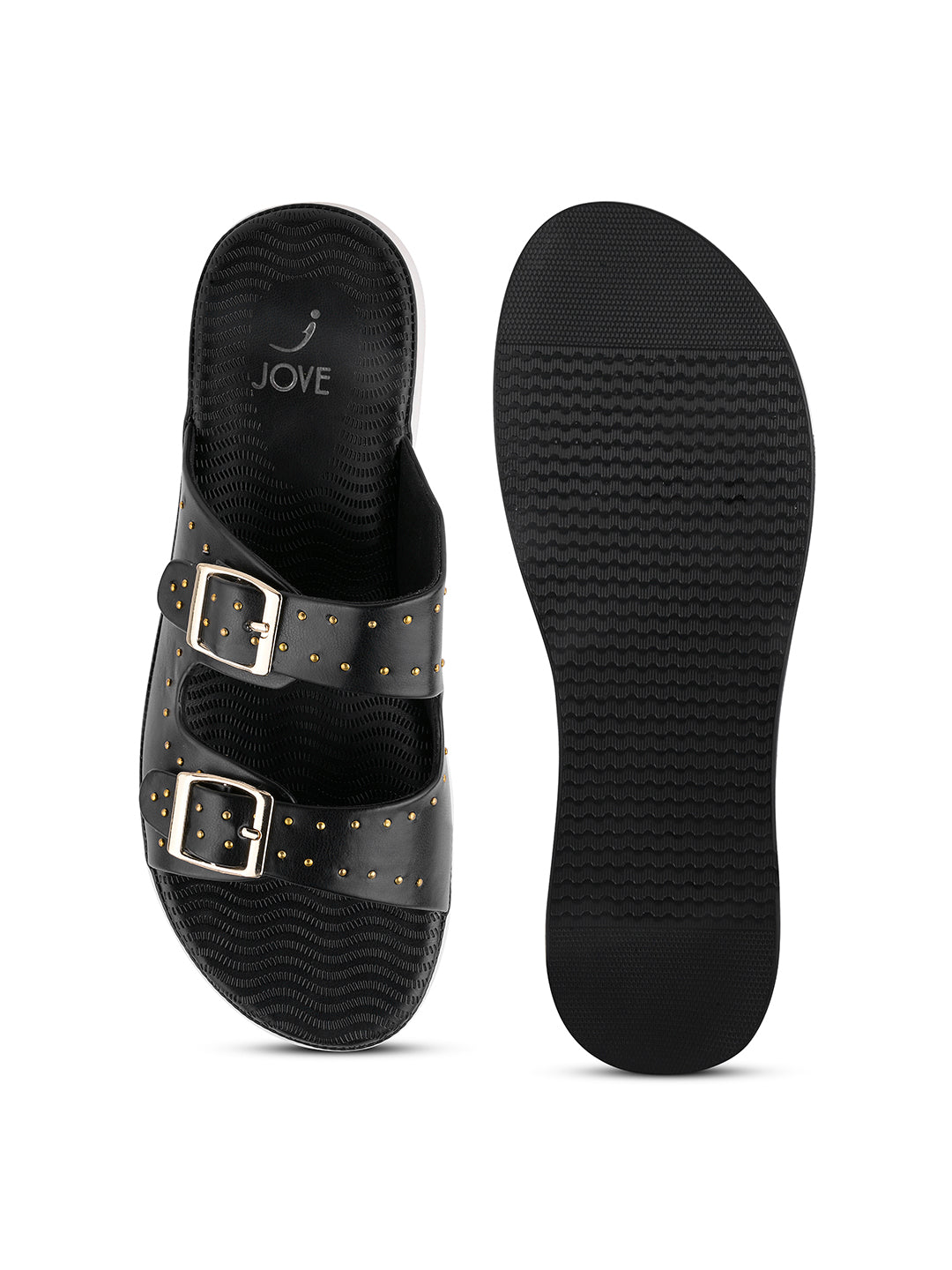 Women, Women Footwear, Black Open Toe Flats
