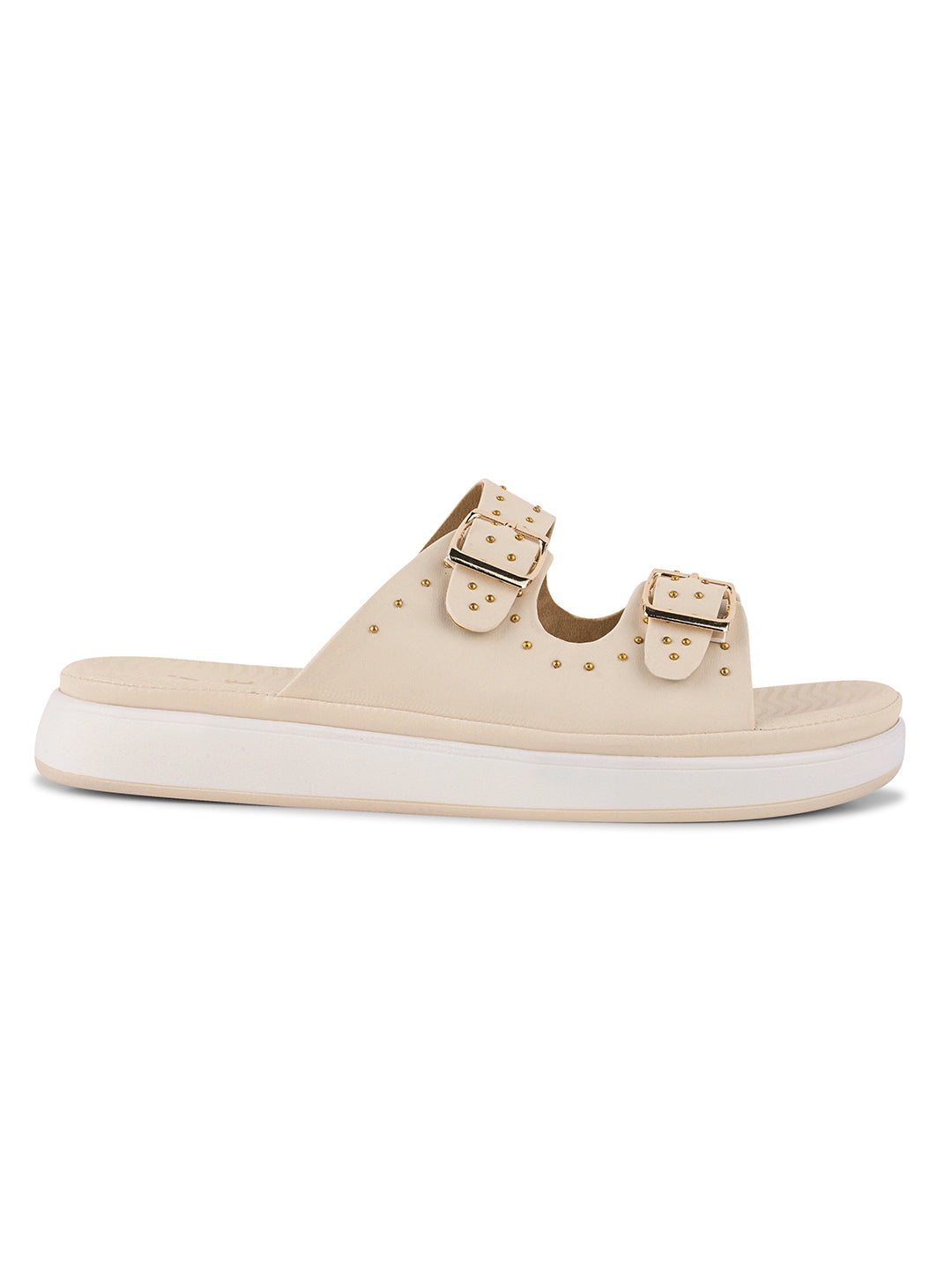 Women, Women Footwear, Cream Open Toe Flats