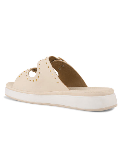 Women, Women Footwear, Cream Open Toe Flats