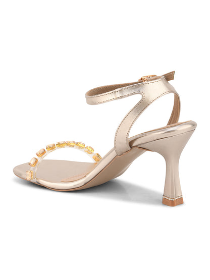 Women, Women Footwear, Gold sandals