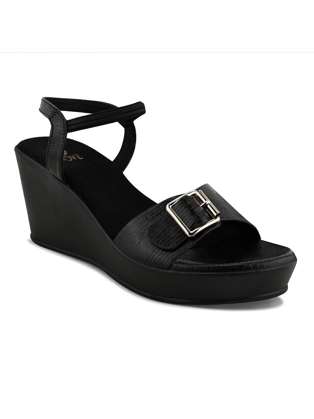 Women, Women Footwear, Black Wedges