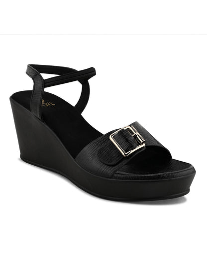 Women, Women Footwear, Black Wedges
