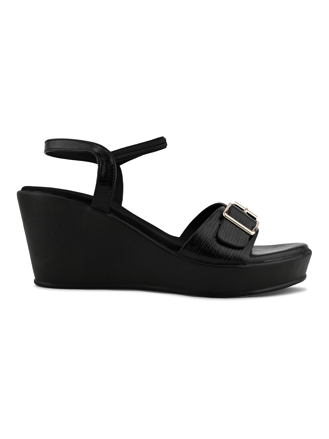 Women, Women Footwear, Black Wedges