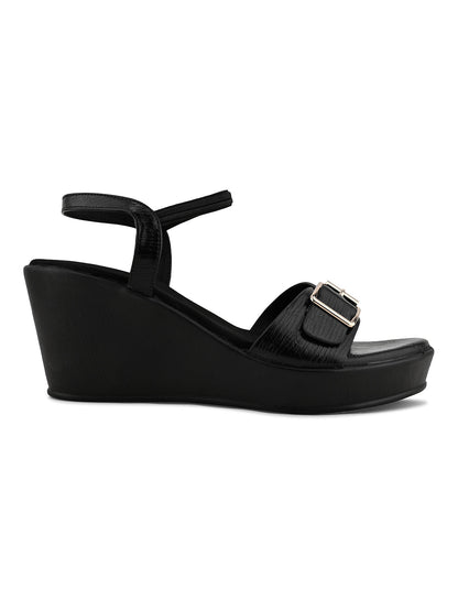 Women, Women Footwear, Black Wedges