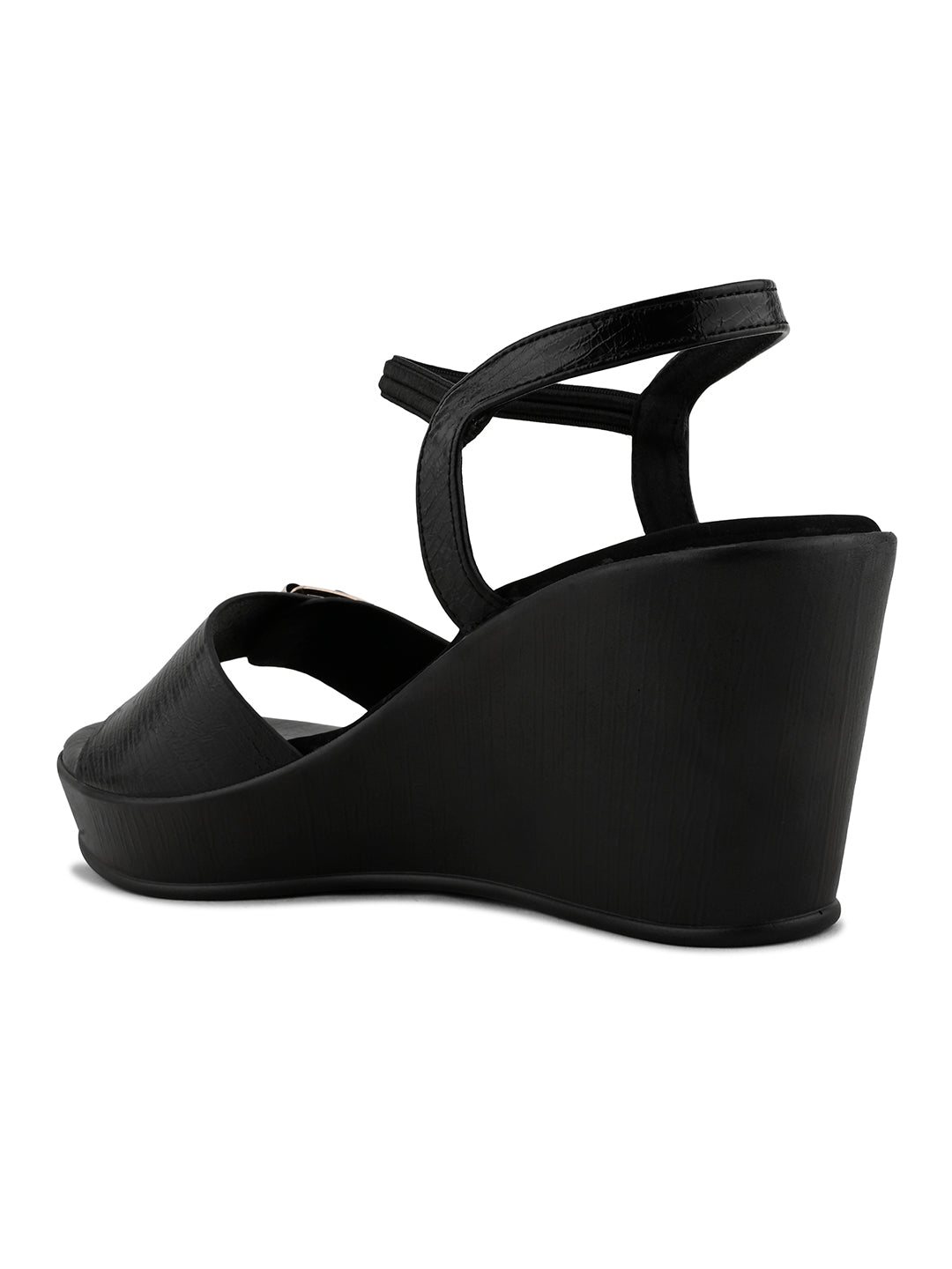 Women, Women Footwear, Black Wedges