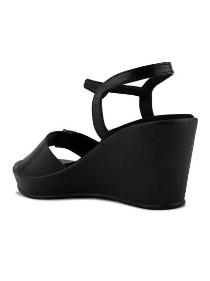 Women, Women Footwear, Black Wedges