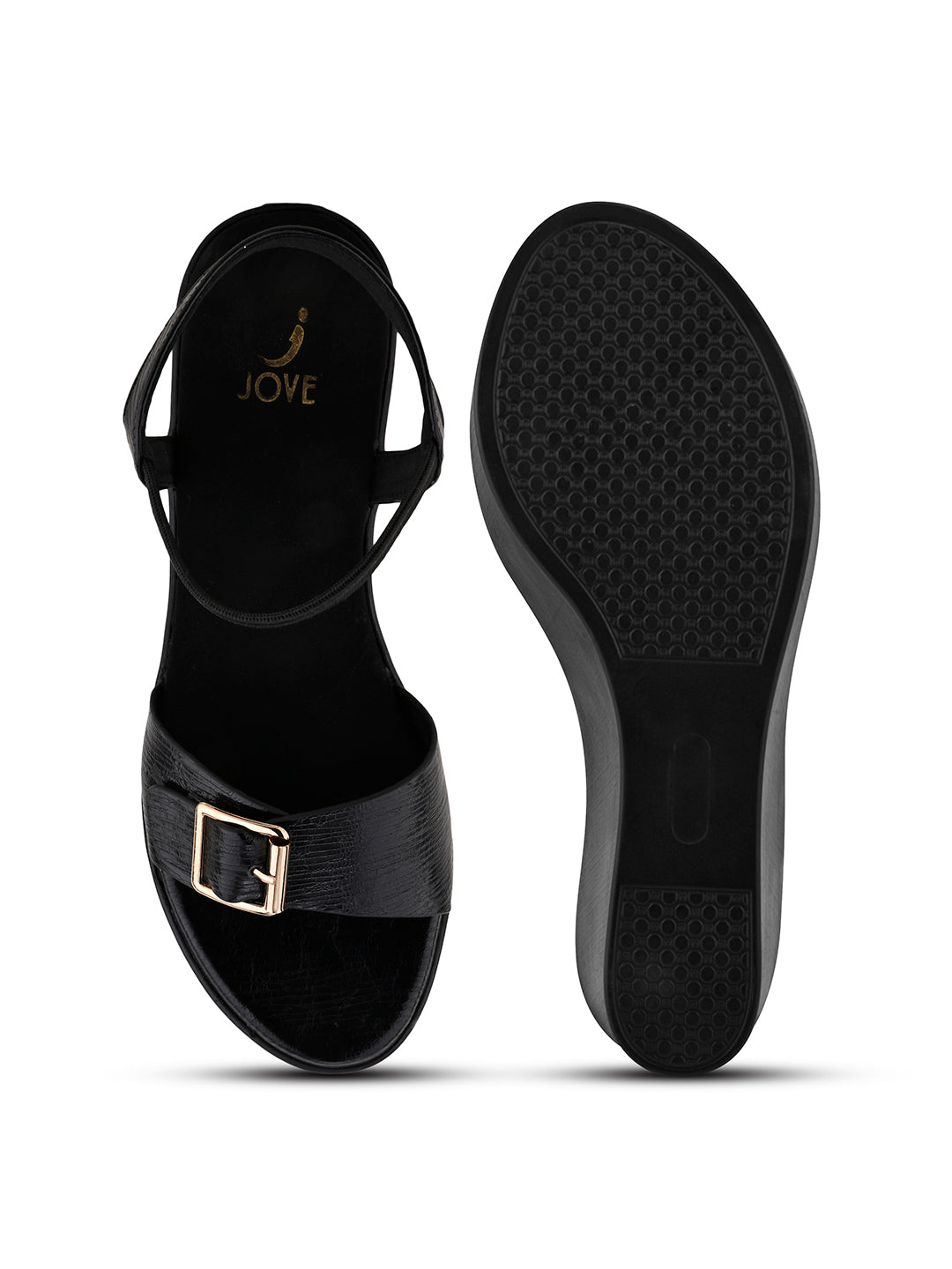 Women, Women Footwear, Black Wedges